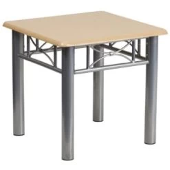 Flash Furniture Natural Laminate End Table With Silver Steel Frame