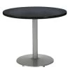 Kfi 30" Round Pedestal Table, Graphite Nebula Hpl Top, Round Silver Steel Base