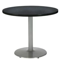 Kfi 30" Round Pedestal Table, Graphite Nebula Hpl Top, Round Silver Steel Base