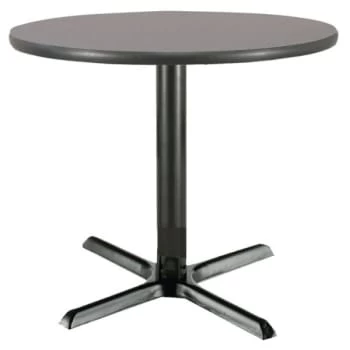 Kfi 36" Round Pedestal Table Graphite Laminate Top, Cast Iron Base