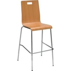 Kfi Barstool With Bent Plywood Shell In Natural Laminate Finish