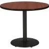 Kfi 30" Round Pedestal Table With Mahogany Top, Round Black Base