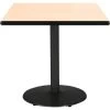 Kfi 30" Square Pedestal Table With Natural Top, Round Black Base