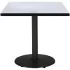Kfi 30" Square Pedestal Table With Grey Nebula Top, Round Black Base