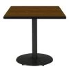 Kfi 42" Square Pedestal Table With Walnut Top, Round Black Base