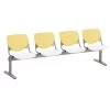 Kfi Seating Kool 4-Seat Reception Bench, Yellow Backs, White Seats