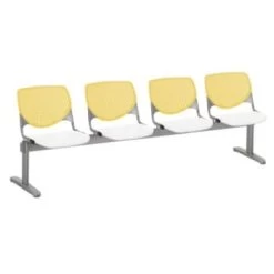 Kfi Seating Kool 4-Seat Reception Bench, Yellow Backs, White Seats