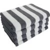 California Cabana Stripe Pool Towel, 30x70'' 15 Lbs/dz, White/grey, Case Of 24
