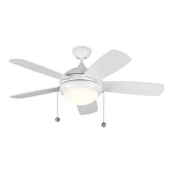 Monte Carlo Discus Classic 44 In. 5-Blade Led Ceiling Fan W/ Light (White)