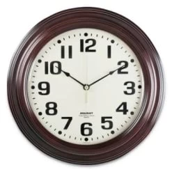 Skilcraft Mahogany Wall Clock, 16 Overall Diameter, Mahogany Case, 1 Aa