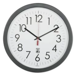 Skilcraft Self-Set Wall Clock, 14.5 Overall Diameter, Black Case, 1 Aa