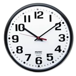 Skilcraft Slimline Quartz Wall Clock, 12.75 Overall Diameter, Black Case, 1 Aa