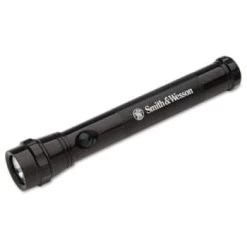 Skilcraft Smith And Wesson Aluminum Flashlight, 2 Aa Batteries, Black