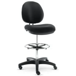 Alera® Interval Series Swivel Task Stool, Pvc-Free Faux Leather, Black