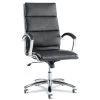 Alera® Neratoli Series High-Back Swivel/tilt Chair, Black Leather, Chrome Frame