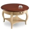 Leick Home One Drawer Round Coffee Table,ivory And Brown Cherry