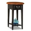 Leick Home One Drawer Oval Side Table With Shelf,medium Oak And Slate Black