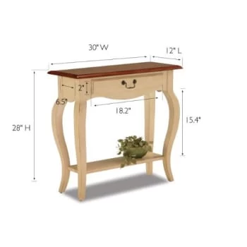 Leick Home One Drawer Console Table With Shelf,ivory And Brown Cherry - Image 2