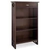 Leick Home Mantel Height 3 Shelf Bookcase With Drawer Storage,chocolate Oak