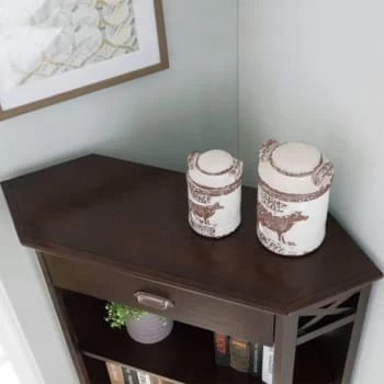 Leick Home One Drawer Mantel Height Three Shelf Corner Bookshelf,chocolate Oak - Image 13