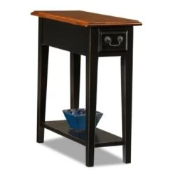 Leick Home One Drawer Narrow Side Table With Shelf,meduim Oak And Slate Black