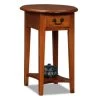 Leick Home One Drawer Oval Side Table With Shelf,medium Oak
