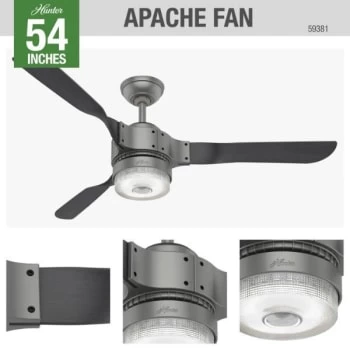 Hunter® Apache Ceiling Fan W/ Light (Matte Silver) - Image 4