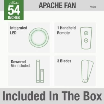 Hunter® Apache Ceiling Fan W/ Light (Matte Silver) - Image 7