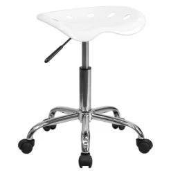 Flash Furniture Vibrant White Tractor Seat And Chrome Stool