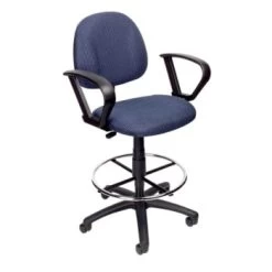 Boss Office Products Loop Arm Drafting Stool With Footring, Blue