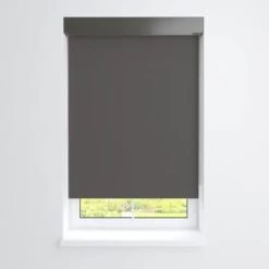 Fabtex® Manual Roller Shade For Windows 36"-48"w X 84"h Blackout Grey