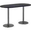 Kfi 30 X 72" Racetrack Table W/graphite Nebula Top, Silver Base, Bistro Height
