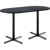 Kfi 30 X 72" Pedestal Table With Oval Graphite Nebula Top, Black X-Base