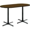 Kfi 36 X 72" Racetrack Pedestal Table W/walnut Top, Black X-Base, Bistro Height
