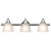 Globe Electric Jayden 3-Light Brushed Steel Vanity Light Frosted Glass Shades