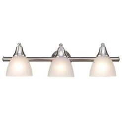 Globe Electric Jayden 3-Light Brushed Steel Vanity Light Frosted Glass Shades