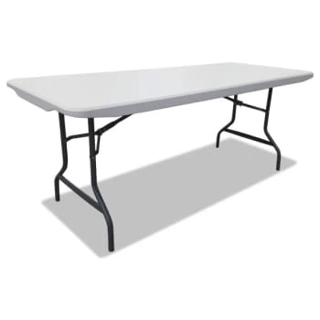 Alera® Resin Rectangular Folding Table, Square Edge, 72w X 30d X 29h, Platinum