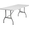 Carnegy Avenue 72 In. Granite White Plastic Tabletop Metal Frame Folding Table