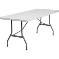 Carnegy Avenue 72 In. Granite White Plastic Tabletop Metal Frame Folding Table