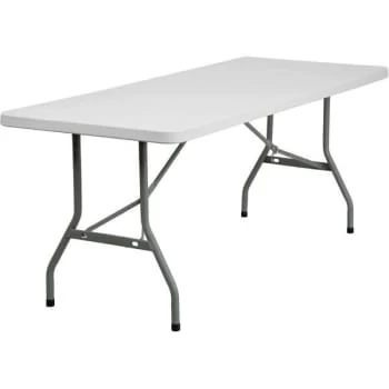 Carnegy Avenue 72 In. Granite White Plastic Tabletop Metal Frame Folding Table