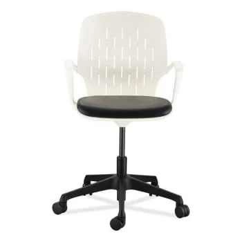 Safco Shell™ Desk Chair, 17" To 20" Seat Height, Black Seat, White Back - Image 3