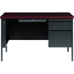 Hirsh Commercial 3-Drawer Executive Desk, 48 X 30, Charcoal/mahogany