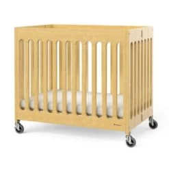 Foundations Compact Boutique™ Folding Crib, Slatted Foam Mattress, Natural