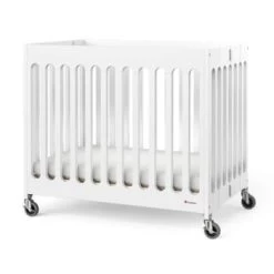 Foundations Compact Boutique™ Folding Crib, Slatted Foam Mattress, White