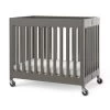 Foundations Compact Boutique™ Folding Crib, Slatted Foam Mattress, Dapper Gray