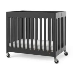 Foundations Compact Boutique™ Folding Crib, Slatted Foam Mattress, Ebony