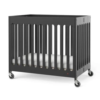 Foundations Compact Boutique™ Folding Crib, Slatted Foam Mattress, Ebony