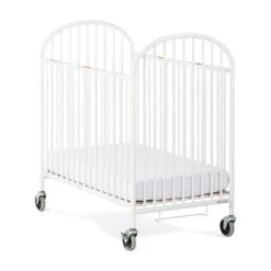 Foundations Compact Pinnacle™ Folding Crib W/ Oversized Casters Foam Mattress