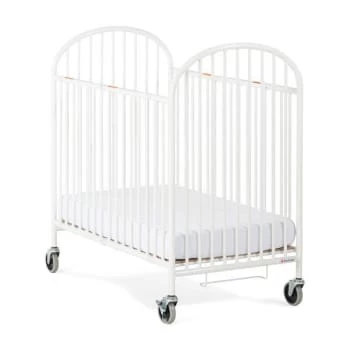 Foundations Compact Pinnacle™ Folding Crib W/ Oversized Casters Foam Mattress