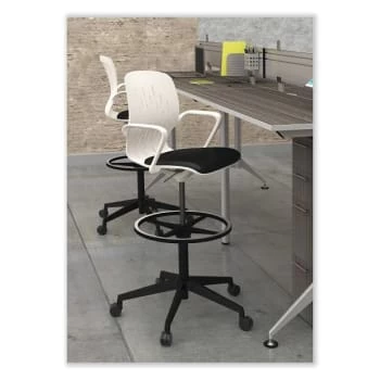 Safco Shell™ Extended-Height Chair, 22" To 32" High, Black Seat, White Back - Image 7